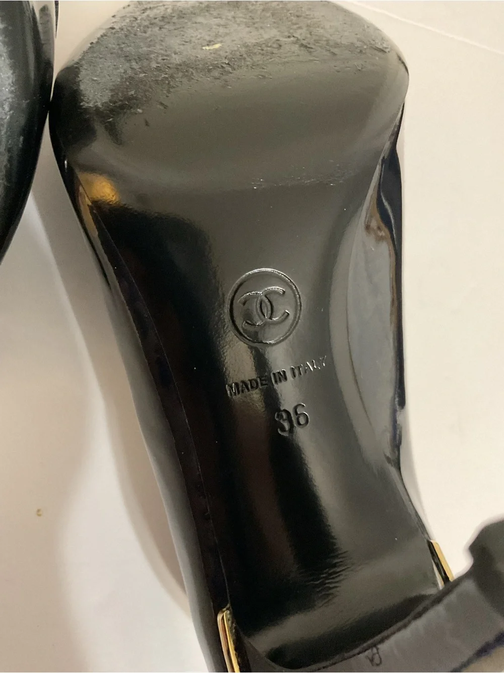 CHANEL glossy patent